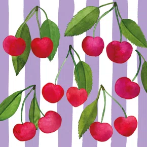 Guardanapo Papel 33x33 Cherry Stripes