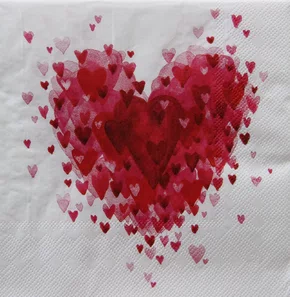 Guardanapo Papel 33x33 Hearts Red