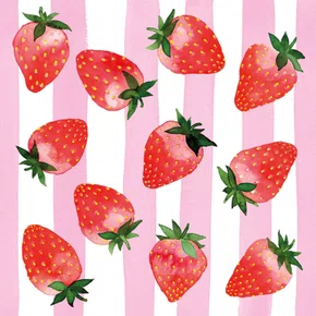 Guardanapo Papel 33x33 Strawberry Stripes