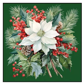 Guardanapo de Papel Poinsettia Bouquet Green - Ambiente