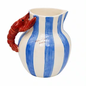 Jarra Decorativa Lagosta Listra Azul - Zanatta Casa Produtos de Ceramica Eireli