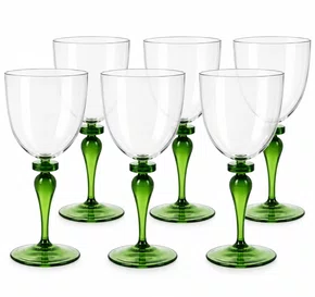 Jogo 6 Taças em Vidro com Base Verde 230ml - In Casa