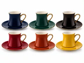 Jogo de 12 Peças para Chá em New Bone China 200ml Colorido - Lhermitage
