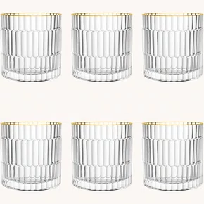 Jogo de 6 Copos Baixos Pisa em Vidro com Borda Dourada - Lhermitage