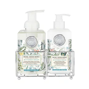 Kit Sabonete Liquido e Hidratante com Suporte Butterfly Fields - Michel Design