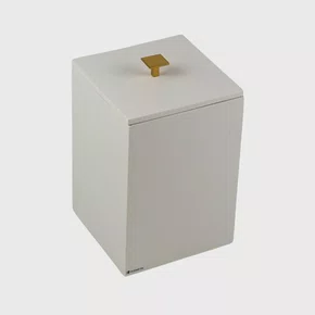 Lixeira Quadrada Linho Fosco 18x27cm Ouro Escovado - Resimetal