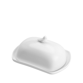 Manteigueira Porcelana Birds Branco 16cm