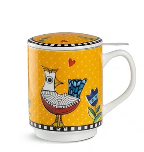 Mug para Cha C/ Infusor 350ml Laranja Cocorico - Egan Italy