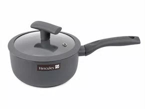Panela com Tampa Vidro e Silicone Cinza com Antiaderente - Hercules