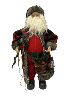 Papai Noel em Pe Vermelho e Xadrez 45cm - Tok de Casa