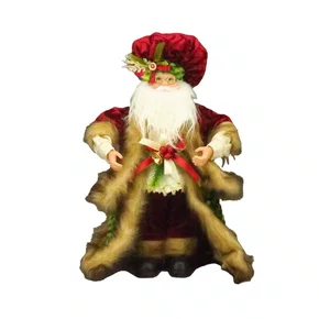 Papai Noel em Tecido Veludo Bege e Vermelho - Btc