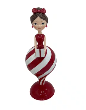 Peça Decorativa Menina em Resina Vermelho e Branco - Btc