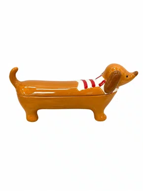 Petisqueira Ceramica Dogs Salsicha 23 X 6 X 7cm