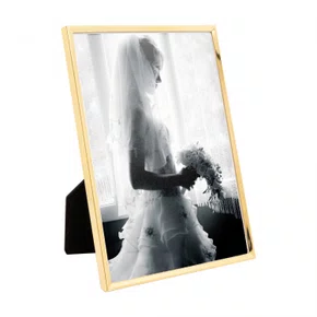 Porta Retrato de Aco Inox Classic Dourado 13x18