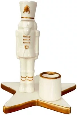 Porta Velas Soldado Chumbo Branco e Dourado - Cromus