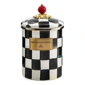 Pote Courtly Check Quadriculado Black 14cm - Mackenzie Childs