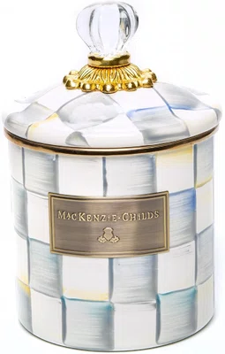 Pote Courtly Check Quadriculado Cinza 12cm - Mackenzie Childs
