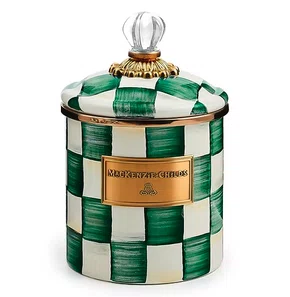 Pote Courtly Check Quadriculado Verde 12cm - Mackenzie Childs