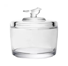 Pote de Cristal com Tampa Bird
