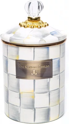 Pote Courtly Check Quadriculado Cinza 14cm - Mackenzie Childs
