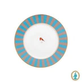 Prato de Sobremesa Azul Stripes Love Birds - Pip Studio