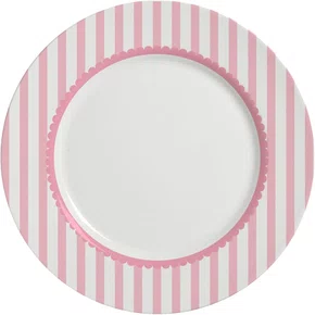 Prato de Sobremesa Laços Rosa Listra 6 Pçs - Alleanza