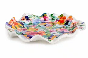 Prato Melamina Sobremesa Ondulado Floral 21 X 21