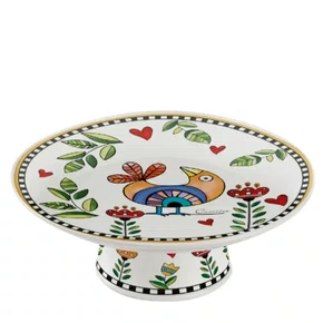 Prato para Bolo com Pé Amarelo Cocorico - Egan Italy