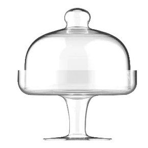 Prato para Bolo em Vidro com Tampa e Pé Ø24xa30cm - Lhermitage
