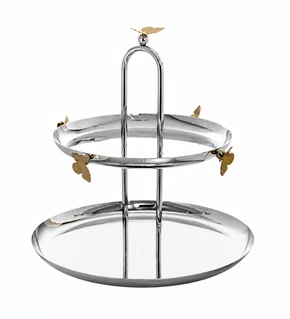 Prato para Doces Farfalla 2 Andares em Inox - Full Fit