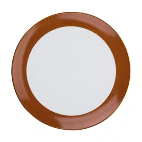 Prato Raso Branco com Borda Pintada e Filete de Ouro 6 Peças - Mameg