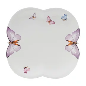 Prato Raso de Porcelana Borboleta 24 Cm 06 Unidades