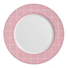 Prato Raso Laços Grid Rosa 6Pçs - Alleanza