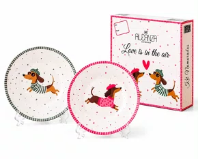 Prato Sobremesa Cachorro Love Is The Air 2 Unidades