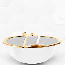 Saladeira Milan Jateada com Par de Talheres Gold - Riva