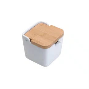 Saleiro de Mesa de Ceramica com Tampa de Bambum - Lyor