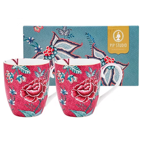 Set/2 Caneca Extra Grande Rosa Flower Festival - Pip Studio