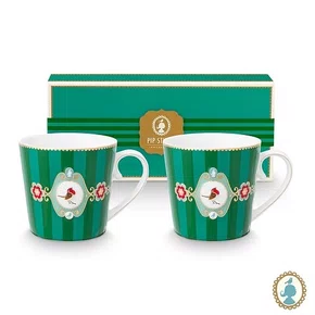Set 2 Canecas Grandes Medallion Stripes Verde Esmeralda - Pip Studio