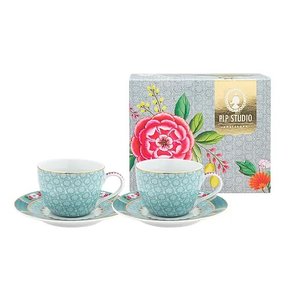 Set/2 Xícara de Cafezinho Azul - Blushing Birds - Pip Studio