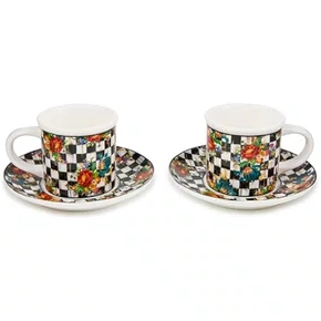 Set 2 Xícaras de Café Courtly Check Floral - Mackenzie Childs
