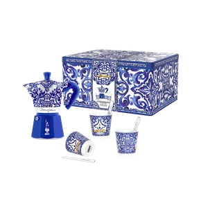 Kit Cafeteira Italiana Moka 3 Xíc Dolce & Gabbana Blu - Bialetti