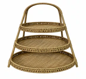 Suporte para Doce em Fibra Cestaria 3 Andares Fendi 30,5x30,5x50cm - Entrecasa