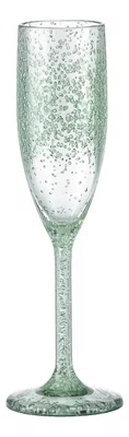 Taça Champagne Acrílico Detalhe em Bolhas 296ml Verde - Entrecasa