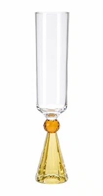 Taca Diamond Champanhe Cristal Amar e Ambar 06 Pecas