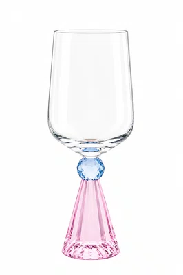Taca Diamond para Vinho Cristal Azul e Rosas 06 Pecas