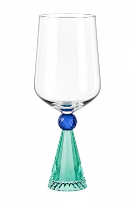Taca Diamond para Vinho Cristal Verde e Azul 6pcs