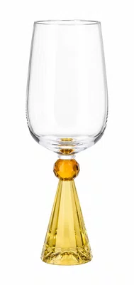Taca Diamond Vinho Cristal Amerelo e Ambar 06 Peças