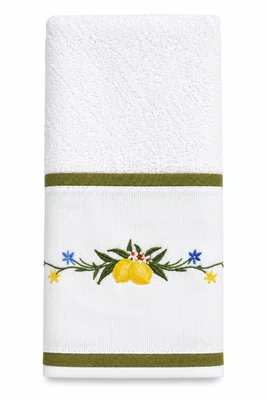 Toalha de Lavabo com a Aplicaçao Limão Siciliano Bordado Positano.
