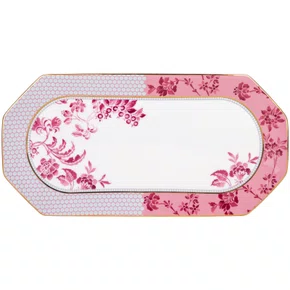 Travessa Hexagonal Regency Damasky 25cm Pink Floral - Tea Delight