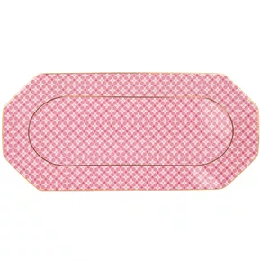 Travessa Hexagonal Regency Damasky Pink Xadrez 33cm - Tea Delight
